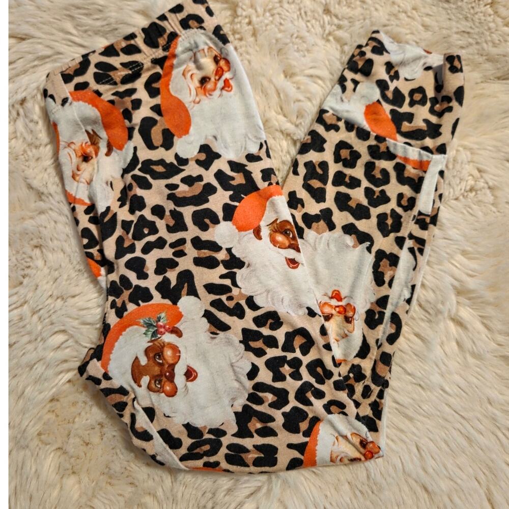 Posh Peanut Lana Clause Leopard Print Pajama Bottoms 5t-6t Snug Fit Bottom Only